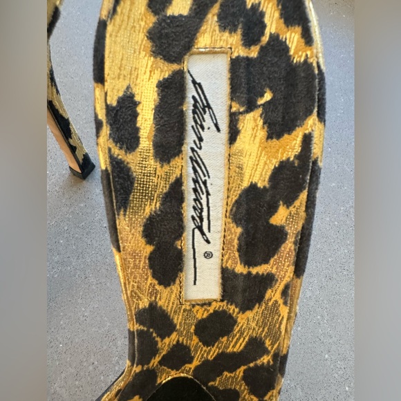 New Designer Brian Atwood Gold/Black Metallic Leopard Slide SZ 41 - Picture 3 of 6